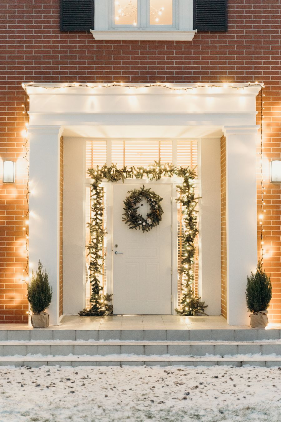 Home decorated with warm Christmas lights